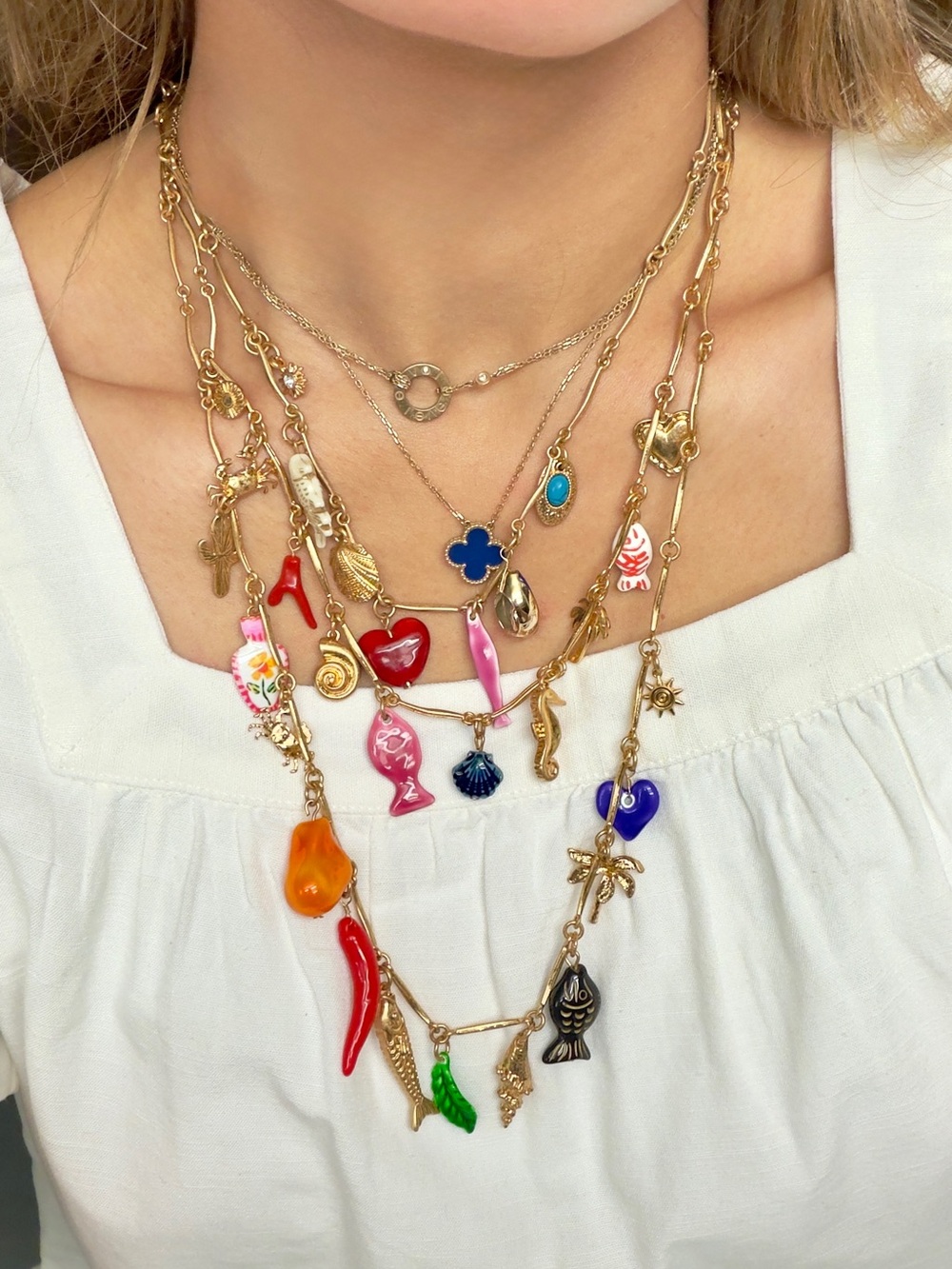 Zara Gold-Tone Layered Charm Necklace